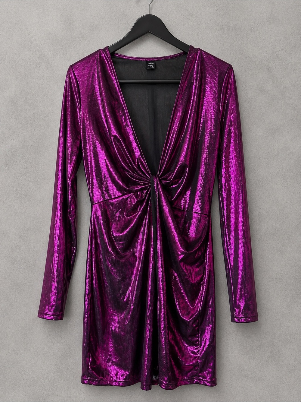 SHEIN Metallic Magenta Twist Front Mini Dress M